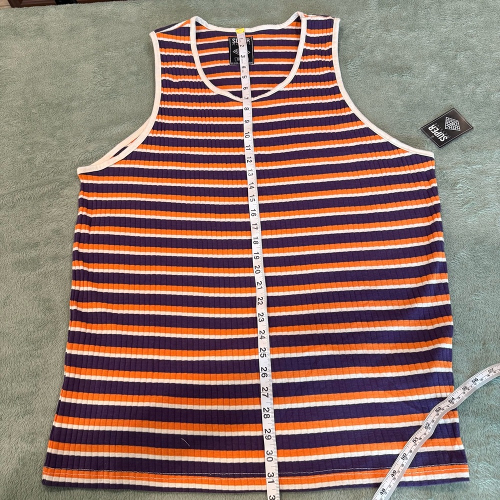 Super Massive Striped Tank Top XL Purple Orange Ribbed Sleeveless NWT - Picture 7 of 9